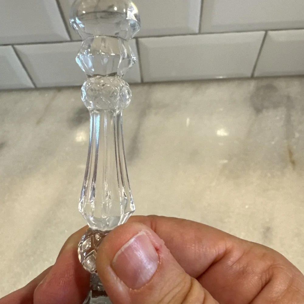 Vintage 1980 FOSTORIA Crystal Bell Etched Floral Design with Pair of Doves Heart